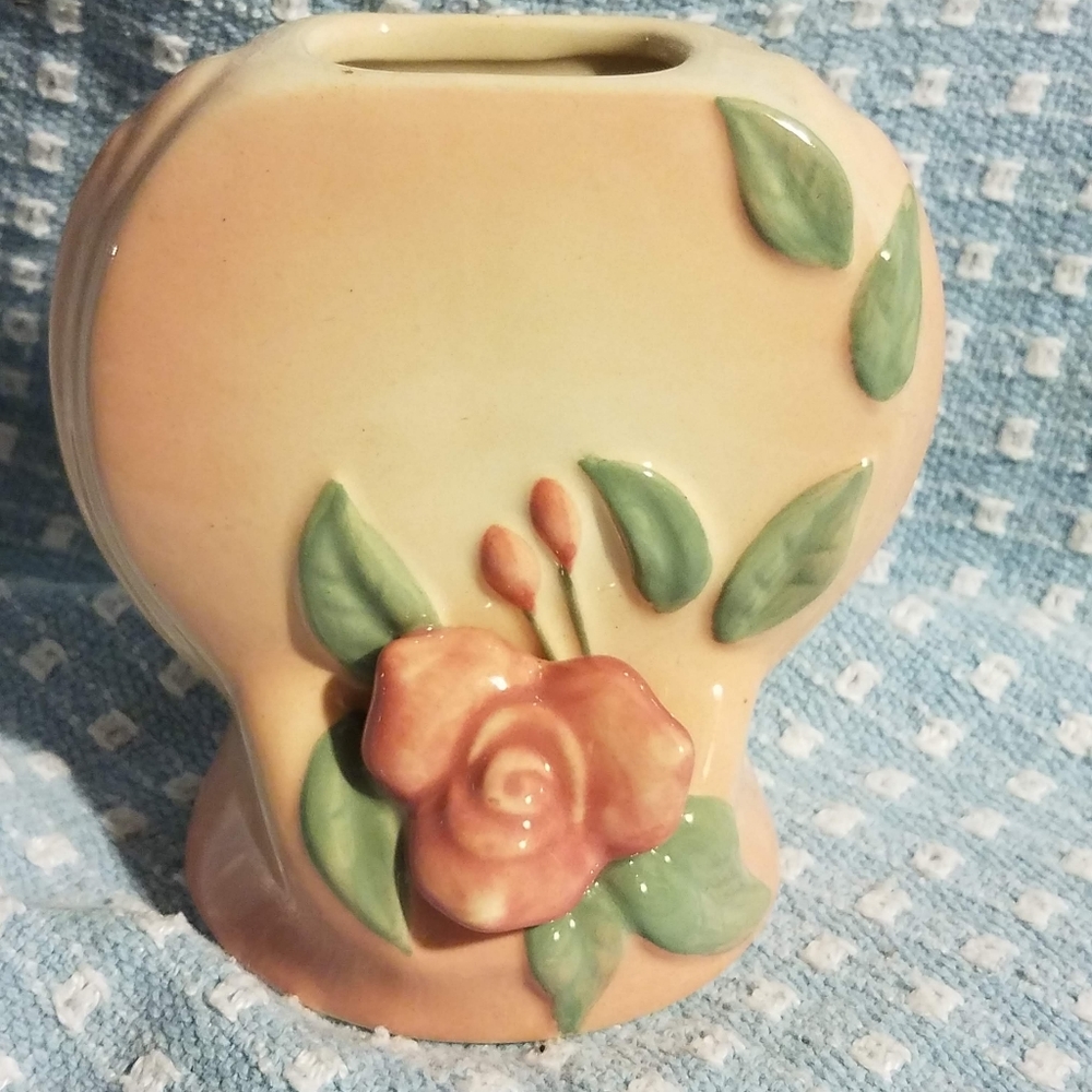 Darling Vintage Floral Rose Vase Planter - Cottage Shabby Chic Bathroom Holder